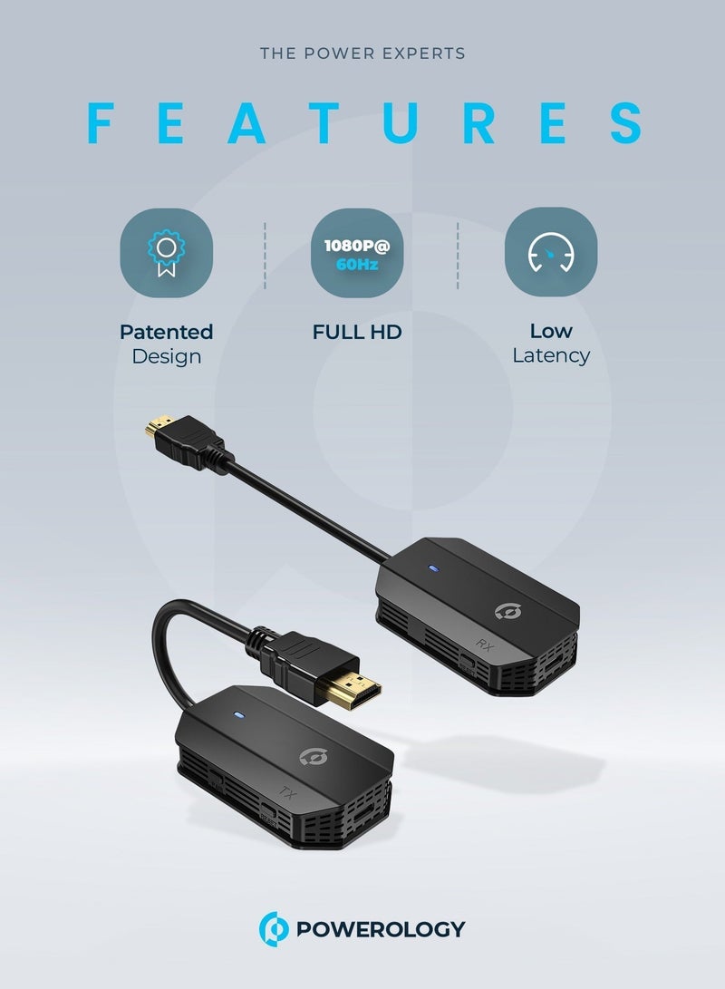 Powerology Wireless HDMI Mirroring Adaptor Pair with USB-C Cable Full HD 1080P - Black - Image 4